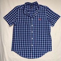 Chaps Blue White Plaid Boys XL 18-20 Short Sleeve Button Down Dress Shirt Easter - $29.70