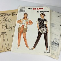Vintage 1992 Simplicity Sewing Pattern 7769 Misses Shirt Pants Size Pt Xl Cut - $12.99
