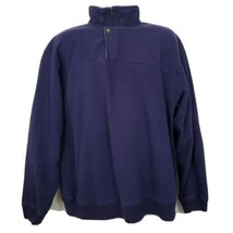Orvis Pullover Sweater Mens Size L Blue Long Sleeve Zip Snap 1/4 Collar - £19.12 GBP