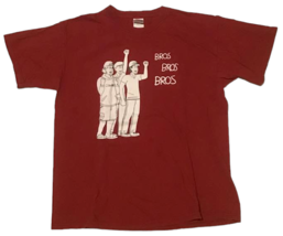 Bros Bros Bros College Boys Cheering Adult T Shirt Red Large Vintage - £15.69 GBP