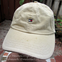 Vintage 1990s Distressed Beat Up Tommy Hilfiger Leather Strapback Hat Ca... - $25.07