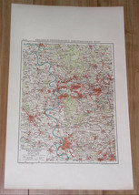 1924 Vintage Map Of West Ruhrgebiet Ruhr Düsseldorf Essen Duisburg Germany - $27.47