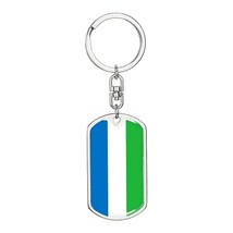 Sierra Leone Flag Swivel Keychain Dog Tag Stainless Steel or 18k Gold - £43.38 GBP