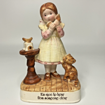 Holly Hobbie Figurine It&#39;s Nice to Hear From Someone Dear VTG Yellow Cat Phone - £15.59 GBP