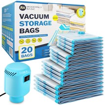20 Pack Vacuum Storage Bags With Electric Pump, (4 Jumbo/4 Large/ 4 Medium/ 4 Sm - £51.40 GBP