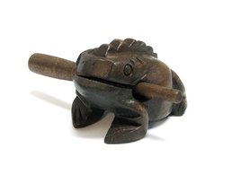 Handmade Wooden Croaking Frog Rasp Guiro Tone Block 5&quot; Animal Shaped Fig... - £17.20 GBP