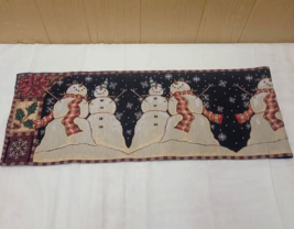 Christmas Snowman Table Runner 70&quot;x13&quot; Blue Red Multicolor Burlap Style - £17.11 GBP
