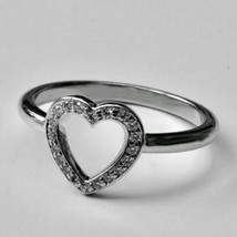 1/4 Ct Round Simulated Diamond 14CT White Gold Plated Open Heart Promise Ring - £52.29 GBP