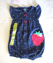Carters Baby Navy Blue w/Strawberry One Piece Romper Infant Girl 6 month  NWT - £6.84 GBP