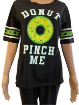 Saint Patricks Day DONUT  PINCH ME Black Graphic Print Tee Women’s Large - £15.64 GBP