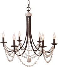 Bella Depot 6-Light Brown French Country Wood Bead Candle Style Chandelier - £127.10 GBP