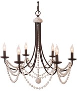 Bella Depot 6-Light Brown French Country Wood Bead Candle Style Chandelier - £127.12 GBP