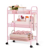 3-Tier Metal Rolling Cart, Mesh Wire Easy Assemble Utiity Cart, Storage ... - £37.54 GBP