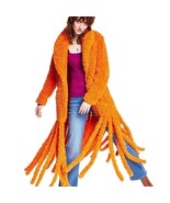 INC Womens S Rustic Pumpkin Orange Fringe Faux Fur Long Coat NWT AW49 - €502,60 EUR