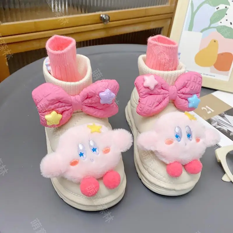 2023 Winter Cartoon Kawaii Kirby Snow Boots Cute Girls Antislip Thickened Furry - £25.10 GBP+