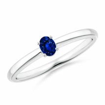 ANGARA 4x3mm Natural Blue Sapphire Solitaire Promise Ring in Sterling Silver - £140.58 GBP+