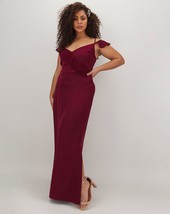 OASIS Naomi Ruffle Satin Maxi Dress in Burgundy Plus UK 26 (exp25) - £24.99 GBP