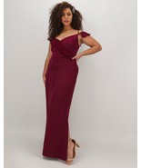 OASIS Naomi Ruffle Satin Maxi Dress in Burgundy Plus UK 26 (exp25) - £24.62 GBP