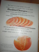 Sunkist Oranges Sliced Orange Print Magazine Ad 1960 - $10.93 CAD