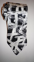 Yates &amp; Co black and white silkscreen print tie, handmade in England, fr... - $49.50