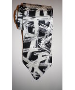 Yates & Co black and white silkscreen print tie, handmade in England, free ship - $49.50