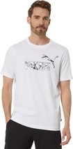 Puma Men&#39;s Short-Sleeve Splash Logo-Graphic T-Shirt in White-Large - £15.17 GBP
