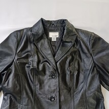 East 5th RN#93677 Women's Black Genuine Leather 3-Button Jacket Size Large image 9