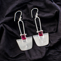 Pink Tourmaline Gemstone 925 Silver Earring Handmade Jewelry Earring 2.2&quot; - £9.02 GBP