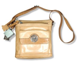 Giani Bernini Crossbody Beige Leather Shoulder-Bag Adjustable Strap New ... - $24.95