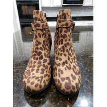 Time And Tru Ankle Boots Womens 8 Brown Leopard Print Suede Memory Foam ... - $39.60