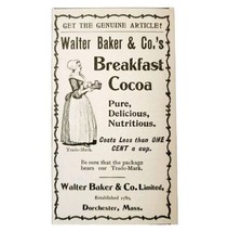 Walter Baker Hot Cocoa 1897 Advertisement Victorian Breakfast Chocolate ADBN1www - £11.56 GBP