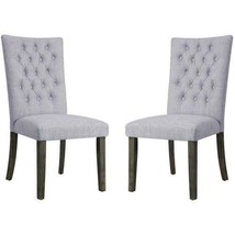 Merel Side Chair (Set-2) in Gray Fabric &amp; Gray Oak - £209.50 GBP