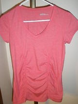 ZELLA RUCHED FRONT ATHLETIC FITNESS T-SHIRT CAPPED SLEEVE ROSE PINK SZ S... - £17.40 GBP