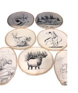 Rare Vintage ‘96 Lot Of 7 JOEL Gustafson Artwork On Boards 9”x7” Cabin Art - $55.86