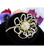 ALLUSION BROOCH Sarah Coventry OPEN FLOWER Pin Vintage AB Rhinestones Go... - €19,63 EUR
