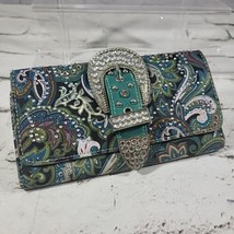 Montana West Wallet Bejeweled with a Buckle Zippered Back Sparkle Western  - £23.35 GBP