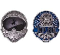 Top Gun Helmet Shaped Challenge Coin - Honoring Excellence from the U.S. Na - £21.65 GBP