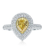 GIA 1.95 Ct Pear Shaped Fancy Deep Yellow Diamond Engagement Ring 18k Wh... - €7.047,74 EUR