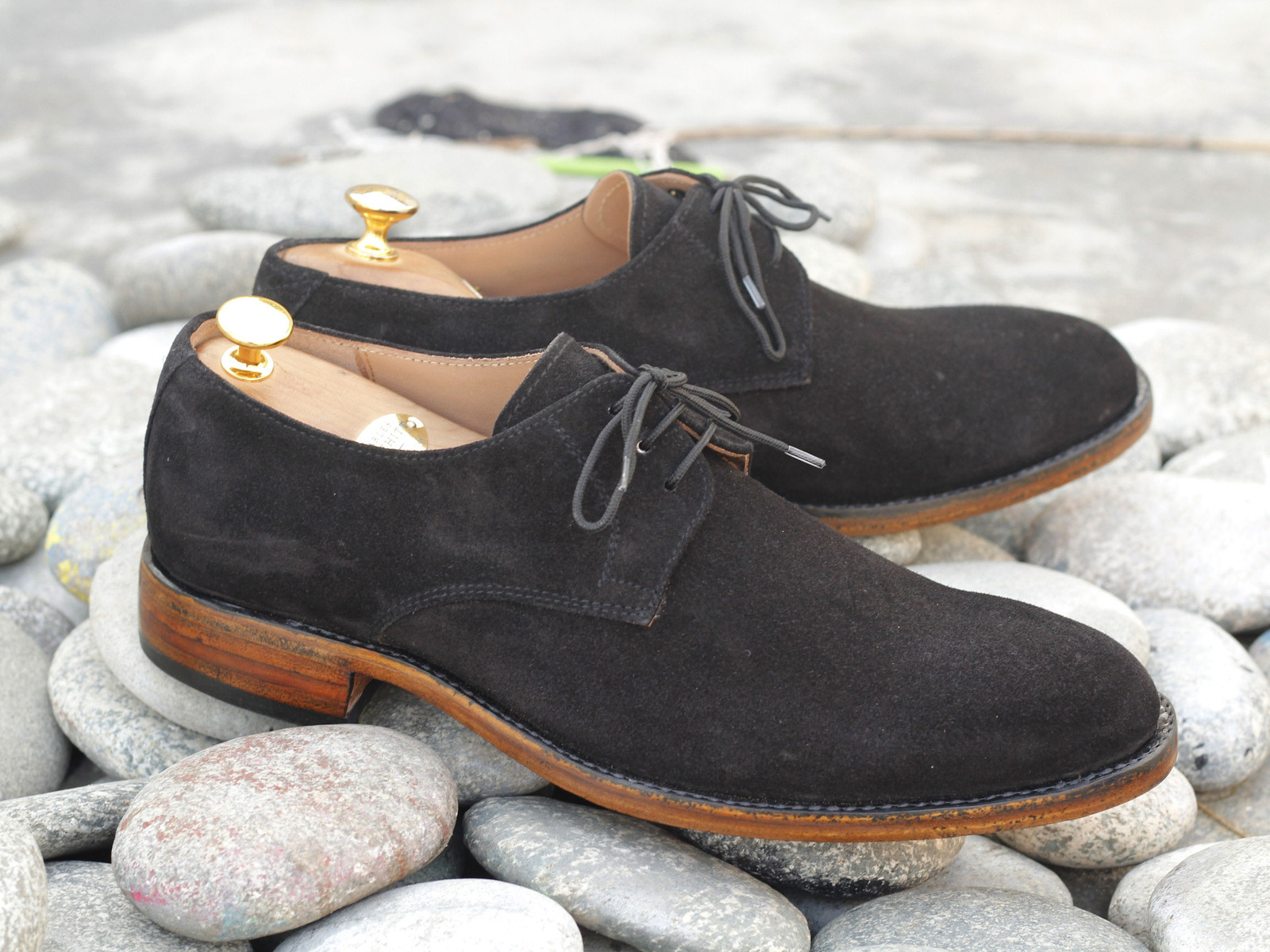 Handmade Men's Black Suede Derby Lace Up Dress Shoes, Men Designer Fashion Shoes