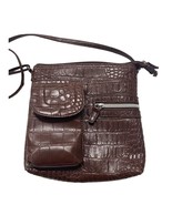 Crossbody Purse Satchel Cigarette Pouch Brown Faux Leather Vintage - $15.39