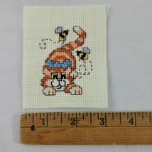 Cat Embroidery Finished Miniature Bee Bumblebee Brown Orange Tabby Blue ... - $8.95