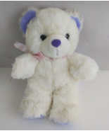 Progressive Plush White &amp; Purple Teddy Bear With Pink Bow Super Soft 13&quot;... - $8.90