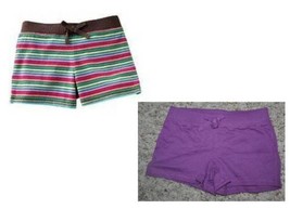 Girls Shorts 2 Pair Jumping Beans Purple Brown Striped Knit-size 4 - £5.45 GBP