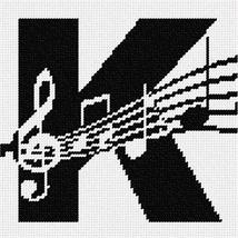 Pepita needlepoint canvas: Letter K Music Notes, 7&quot; x 7&quot; - $50.00+