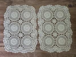 2 Vintage Handmade Crochet Lace Doilies Cream Table Accent Decorative Ho... - $13.59