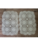 2 Vintage Handmade Crochet Lace Doilies Cream Table Accent Decorative Ho... - $251.25 MXN