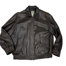 Mens VTG TravelSmith Dark Brown Leather Bomber Jacket Poly Liner Reg L - $89.10
