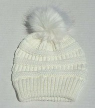 Gilrs Winter Warm Chunky Thick Stretchy Knit Beanie Hat w/ faux fur Pom ... - £6.38 GBP