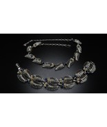 Vintage CORO Silver Faux Pearl Blue White Feather Leaf Necklace Bracelet... - $68.75 CAD