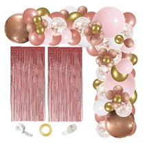 Rose Gold Balloon Arch Kit, 131Pcs Balloon Garland Kit With Foil Curtain For Bab - £22.36 GBP